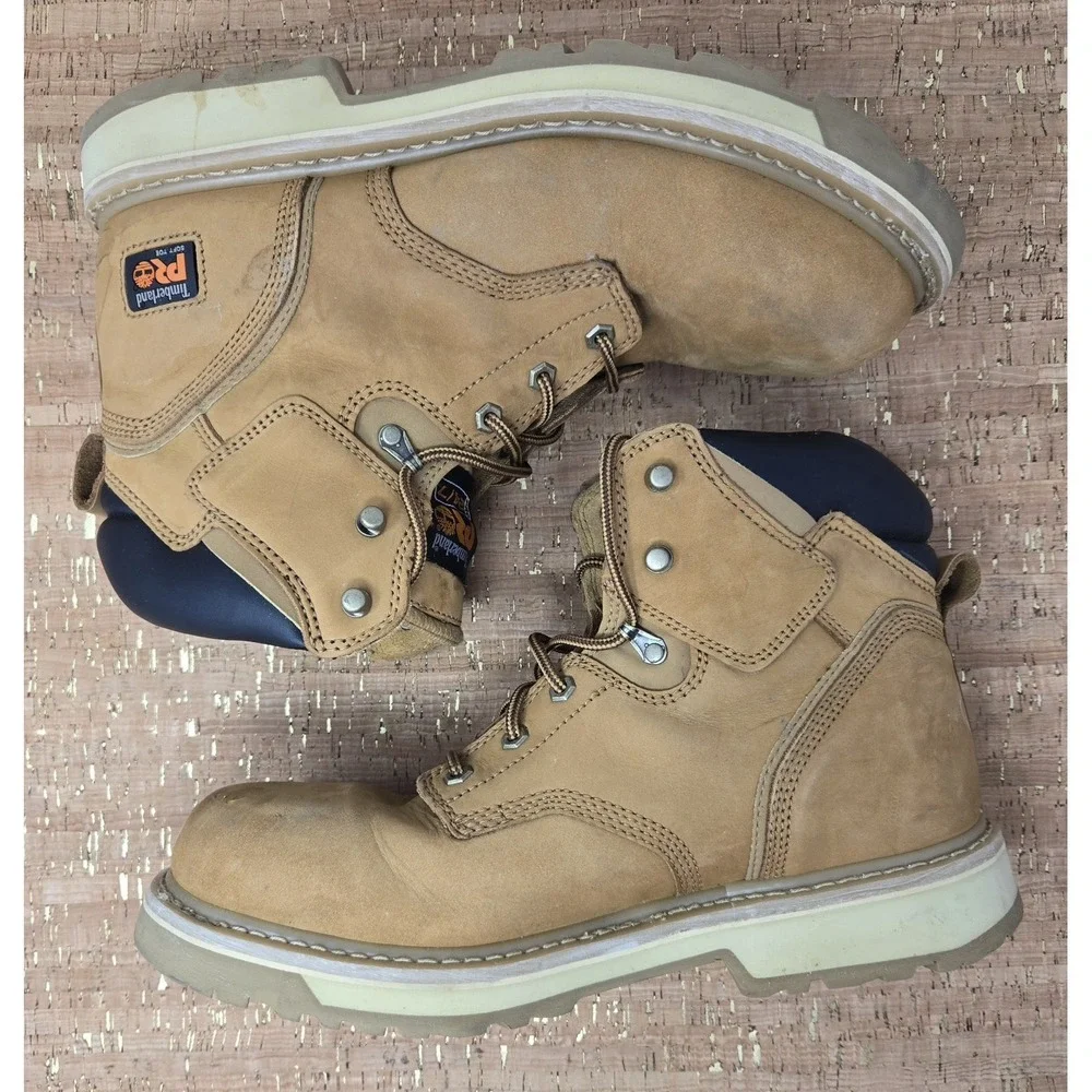 Timberland Boots Mens 12M Pro Pit Boss Soft Toe Work Wheat Construction Shop